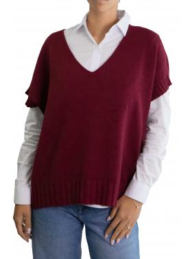 Gilet tinta unita scollo a V modello over 